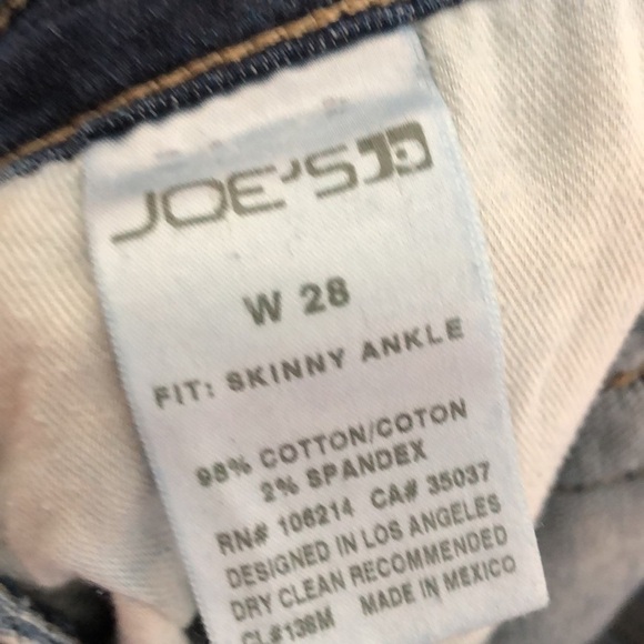 JOE’S Mid Rise Waist Destroyed Ripped & Frayed Keagan Skinny Ankle Jeans Sz 28 - Picture 11 of 12